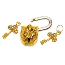 Brass Hanuman Lock W 2 Keys 3.5&quot; Unique Collectible Big Solid India Monkey God - £19.94 GBP