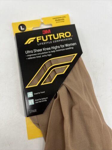 (2) Large Futuro Ultra Sheer Knee High Women Sock Compression Moderate C... - $16.99