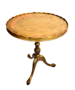 Carved Gold Tripod Pedestal Pie Crust Wine Side Table Gilt 27&quot;T 20&quot;Dia P... - $148.49