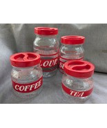 Lot De 4 Cove Verre Rouge Nébuliseur Thé Café Sucre en Relief Couvercle ... - $106.80 CAD