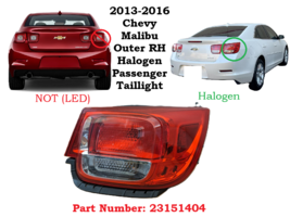 23151404 OEM 2013-2016 Chevy Malibu Halogen Outer RH Passenger Side Tail... - $54.45