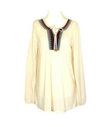 Karen Brooks Women&#39;s size Small Long Sleeve TunicTop Embellished Off White - $22.49