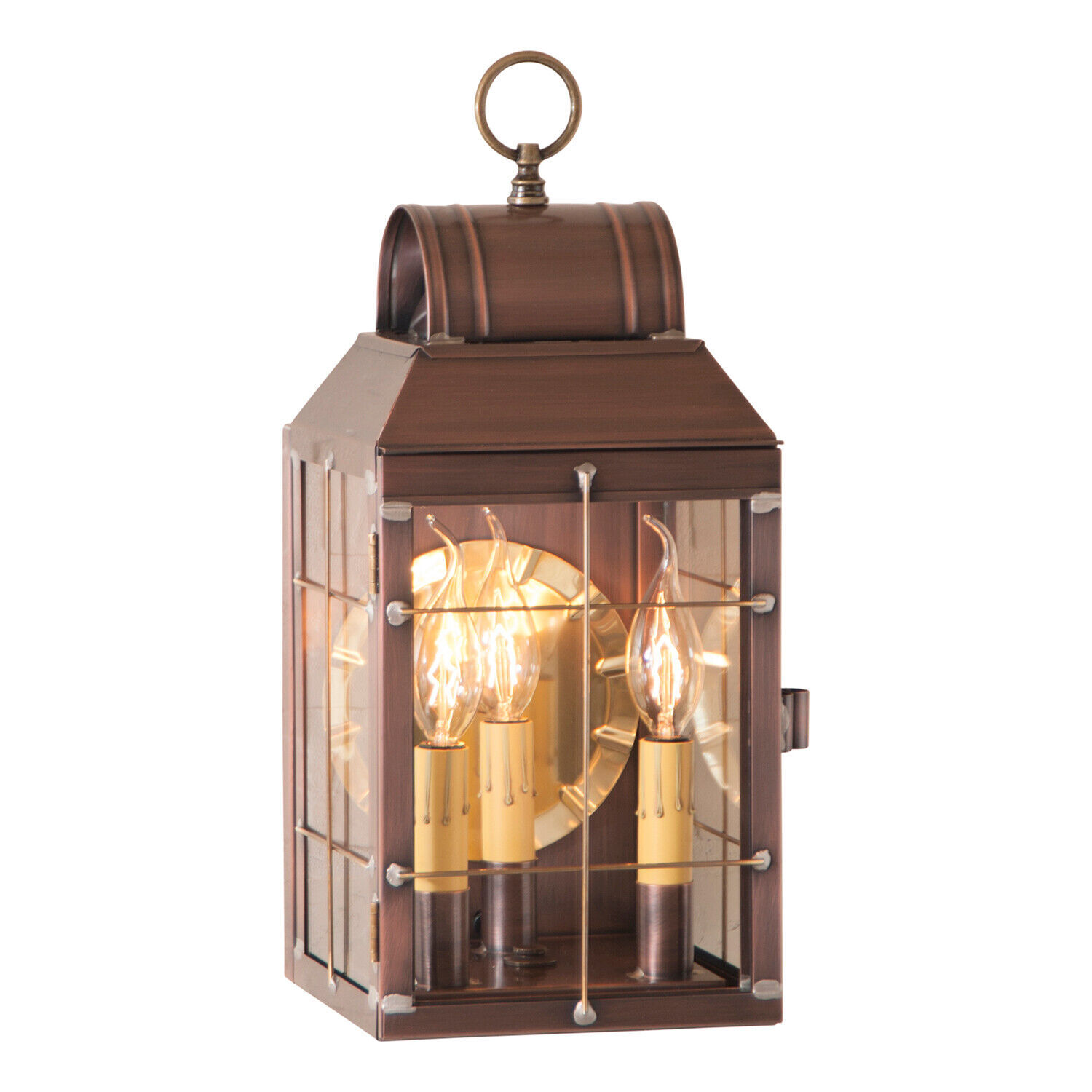 ANTIQUE COPPER OUTDOOR WALL LIGHT Classic COLONIAL LANTERN with HANDMADE... - $363.95
