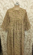 Pure Cotton Long Dress Indian Block Print Colourful Summer Earthy Elegan... - $54.99