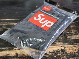 Supreme x Hanes 4 Pairs Black Cushion Crew Socks Shoe Men Size 6-12 - £36.51 GBP