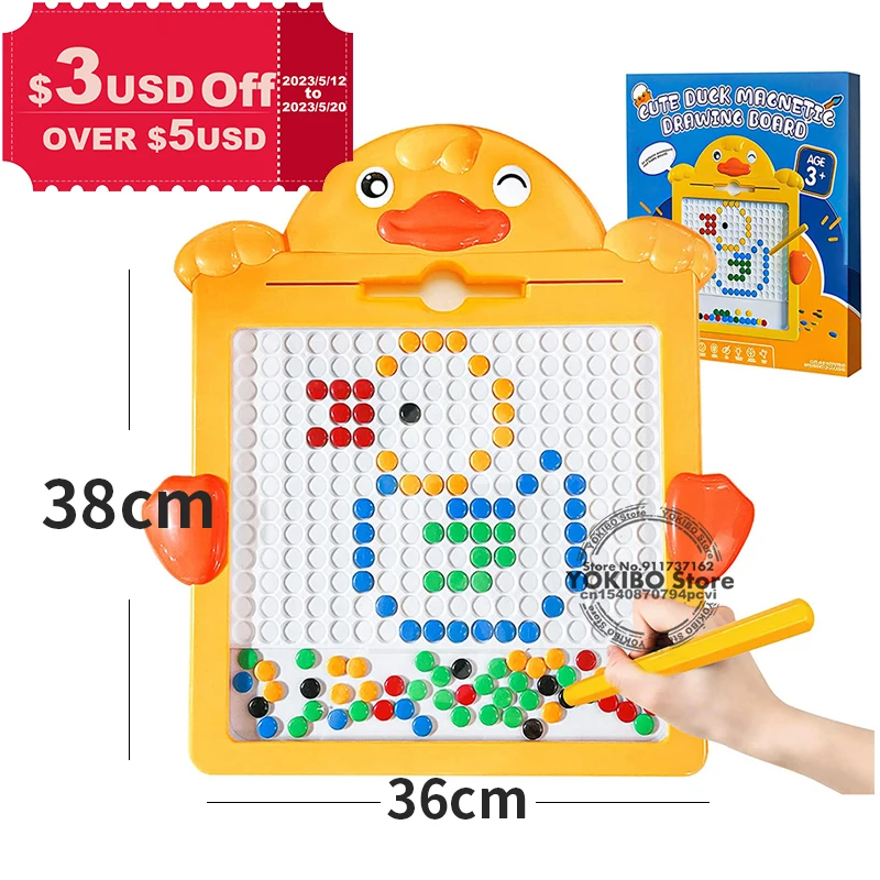 Magnetic Drawing Board for Kids Magnetic Doodle Board with Pen Beads Toys - £14.76 GBP+