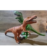 Large 13&#39;&#39; T-Rex 2011 &amp; Velociraptor 2014 Soft Rubber Dinosaur 21.5&quot; Lon... - £28.97 GBP