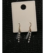 White Beaded Tassel Earrings - $4.95