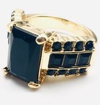 Black Gemstone Fashion Ring Size 6.5 - £6.99 GBP