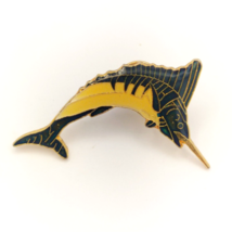 Swordfish Marlin Fish Vintage Pin Enamel Gold Tone Deep Sea Fishing Fish... - £10.33 GBP