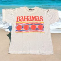 Vtg 80s Neon Bahamas T-shirt Size XL Thin Short Sleeve Shells Beach Neon - $18.95