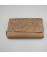 BOC Born Concept Saddle Brown Tooled Wallet Clutch Faux Leather - $15.24 CAD