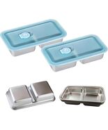LIGIDAR Reusable Snack Containers 2pcs Stainless Steel Double Compartment - $237.76 MXN