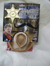 Mini Cowboy Costume Hat Sheriff Badge Bandana Mustache Western Outlaw Rodeo Pet - £10.93 GBP