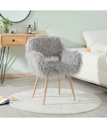 Grey Faux Fur Makeup Chair with Metal Legs - €95,50 EUR