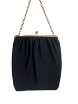 RETRO vtg Purse Black Rayon Cocktail Bag  1950S HL 24K Gold Plate Frame... - $734.88 MXN