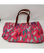 UNDER ONE SKY Tote Purse Hand Bag Pink Flip Flop Beach Thongs 15” Large Bag - £9.00 GBP