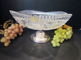 LEAD CRYSTAL COMPOTE SILVER BASE W.GERMANY SAW TOOTH DIAMOND BLOCK &#39;70&#39;S... - £4.70 GBP