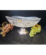 LEAD CRYSTAL COMPOTE SILVER BASE W.GERMANY SAW TOOTH DIAMOND BLOCK &#39;70&#39;S... - $8.07 CAD