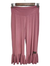 Matilda Jane Womens Small Pink Big Ruffle Pants Cropped Stretch Pants  - $45.25