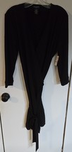 NWT Womens Petites PL Lord &amp; Taylor Black Wrap Dress Business Casual  - $720.09 MXN