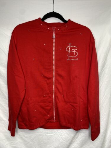 Women's St. Louis Cardinals Rhinestone Zip Up Jacket Size L Custom SKU 332 - $54.99