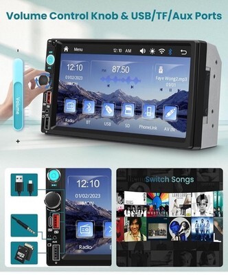 Double Din Car Stereo with Wireless Carplay & Android , 7 Inch HD Touch back up Item image 3