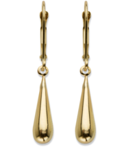 Polished Puffy Teardrop Earrings Hollow 14K Yellow Gold - £239.79 GBP