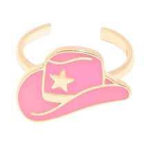 Y2K Colorful Rings for Women Teen Girls Pink Hat Enamel Ring Adjustable Size Pro - £20.08 GBP