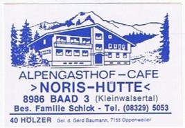 Matchbox Label Germany Alpengasthof Noris-Hutte Kleinwalsertal - £0.73 GBP