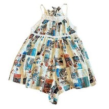 Urban Outfitters Travel Print Shorts Romper Open Tie Back Flowy Size Sma... - $48.38