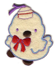 2.5X3&quot; yellow Easter Chick IRON ON SEW ON PATCH applique red ribbon hat - £4.38 GBP