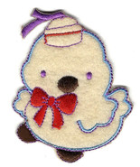 2.5X3&quot; yellow Easter Chick IRON ON SEW ON PATCH applique red ribbon hat - $7.74 CAD