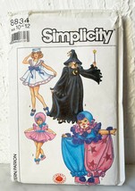 Simplicity Costumes Pattern 8834 Clown Baby Doll Witch Sailor Girls 10-12 Uncut - £9.21 GBP