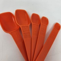Vintage Tupperware Retro Orange Set 5 Nesting Hanging Measuring Spoons &amp; D Ring - £12.26 GBP