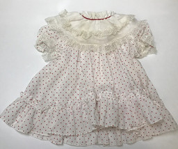 Vintage Baby Girl Dress White W/ Red Polka Dots Size 9  To 12 Month - £9.66 GBP