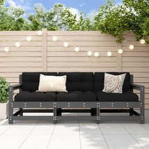 3 Piece Garden Lounge Set Grey Solid Wood Pine - £135.25 GBP