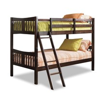 Twin over Twin Solid Wood Bunk Bed in Espresso Finish - $13,835.35 MXN