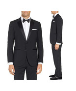 Adam Baker Men&#39;s Slim Fit Black Two-Piece Formal Tuxedo Suit 40R w/ Defect - $122.84 CAD
