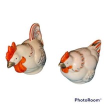 Vintage Salt &amp; Pepper Shakers Figurine Chicken Hen Rooster Occupied Japan - $12.74