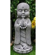 20&quot;H Large Jizo Buddha Monk With Prayer Beads On Lotus Throne Garden Statue - $2,182.76 MXN