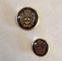 Vintage Coat of Arms Black Bright Brass Shank Buttons 2cm 1.5cm - $16.99