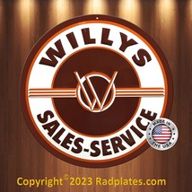 Willys Sales and Service Vintage Replica Aluminum Metal Sign 12&quot; Round - £15.55 GBP