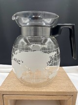 Nestle Etched Glass World Globe Coffee Carafe Pot 6 Cup Trivet Original ... - $33.87
