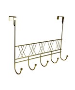 Over the Door Hook Rack Increase Closet and Storage Space Gold Iron 5 Hook - $21.73