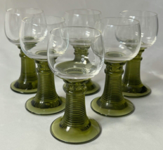 Vintage MCM German Roemer Green Beehive Stem Wine Goblets - Set of 6 - £34.75 GBP