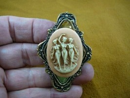 (CM70-22) Three Muses Graces Women Goddesses Peach Cameo Pin Pendant Jewelry - £26.14 GBP