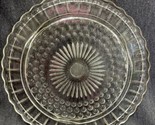 Vintage Footed Cake serving Plate Clear Glass Dots Federal Depression St... - $11.88
