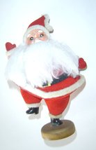  Vintage Flocked Dancing Santa Claus Ornaments 1960&#39;s - £19.68 GBP