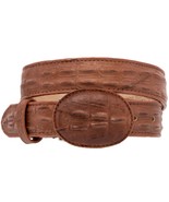 Kids Cognac Western Belt Cowboy Wear Crocodile Pattern Leather Rodeo Buckle - $19.99
